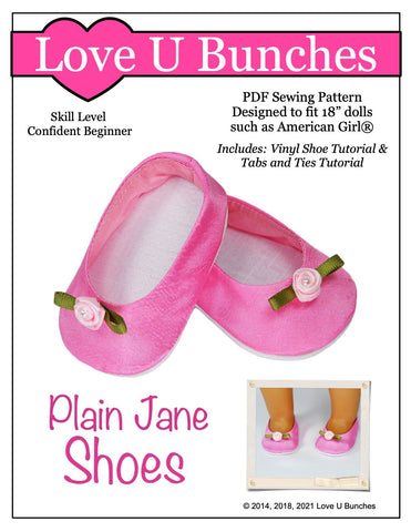 Love U Bunches Shoes Plain Jane 18" Doll Shoe Pattern larougetdelisle