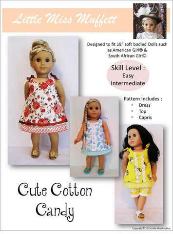 Little Miss Muffett 18 Inch Modern Cute Cotton Candy 18" Doll Clothes Pattern larougetdelisle