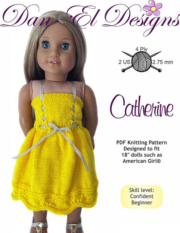 Dan-El Designs Knitting Catherine Dress 18" Doll Clothes Knitting Pattern larougetdelisle