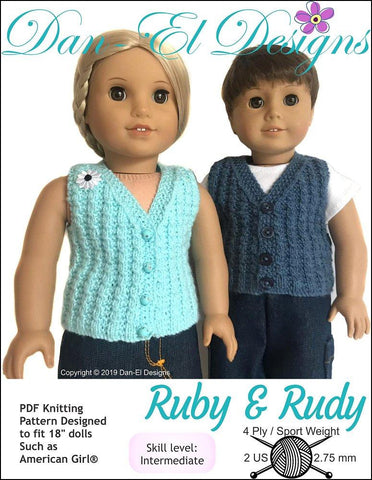 Dan-El Designs Knitting Ruby & Rudy 18" Doll Knitting Pattern larougetdelisle