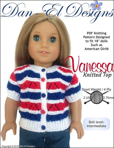 Dan-El Designs Knitting Vanessa 18" Doll Knitting Pattern larougetdelisle