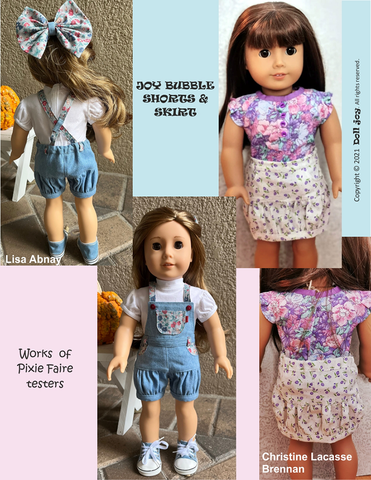 Doll Joy 18 Inch Modern Joy Bubble Shorts & Skirt 18" Doll Clothes Pattern larougetdelisle