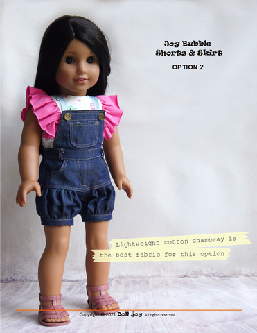 Doll Joy 18 Inch Modern Joy Bubble Shorts & Skirt 18" Doll Clothes Pattern larougetdelisle