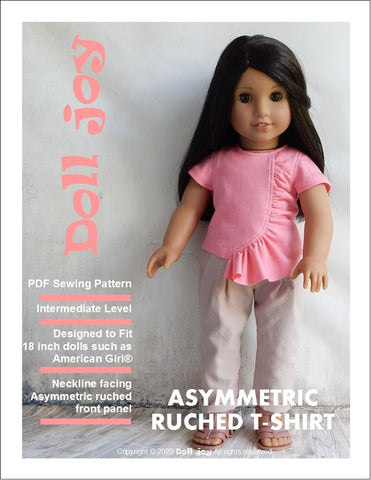 Doll Joy 18 Inch Modern Asymmetric Ruched T-shirt 18 inch Doll Clothes Pattern larougetdelisle