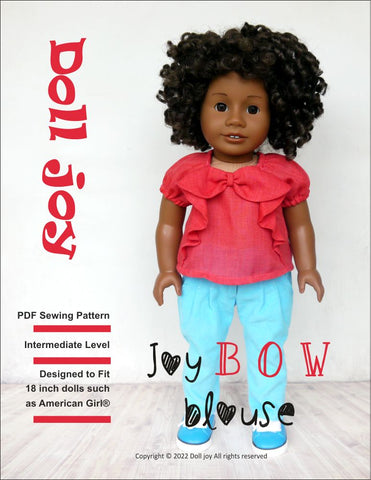 Doll Joy 18 Inch Modern Joy Bow Blouse 18 inch Doll Clothes Pattern larougetdelisle