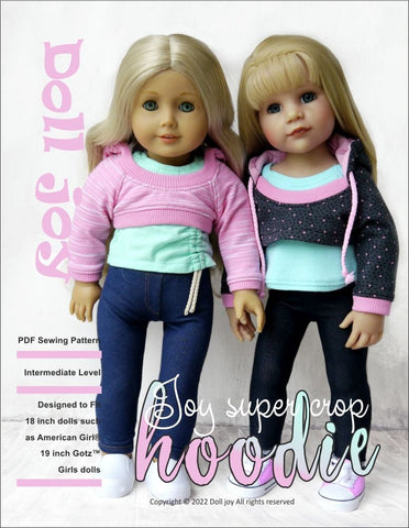 Doll Joy 18 Inch Modern Joy Super Crop Hoodie Pattern for 18" - 19" Dolls larougetdelisle