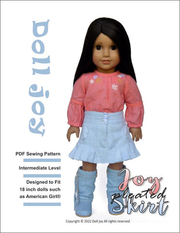 Doll Joy 18 Inch Modern Joy Pleated Skirt 18" Doll Clothes Pattern larougetdelisle