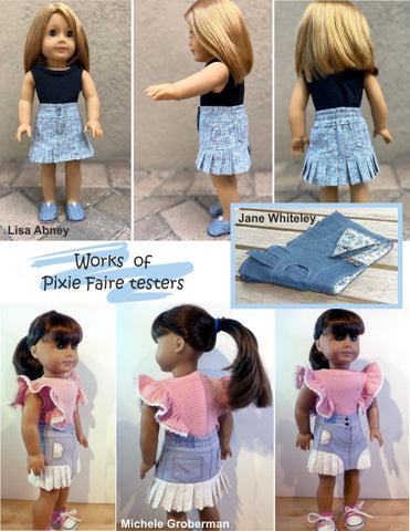 Doll Joy 18 Inch Modern Joy Pleated Skirt 18" Doll Clothes Pattern larougetdelisle