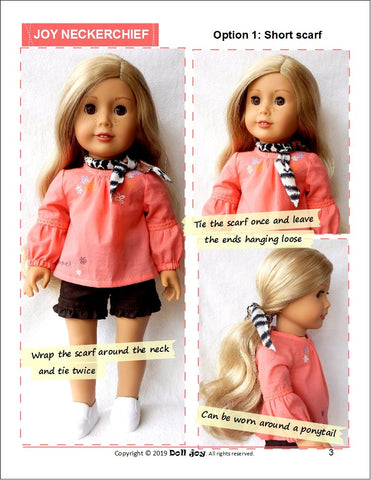 Doll Joy 18 Inch Modern FREE Joy Neckerchief 18" Doll Clothes Pattern larougetdelisle