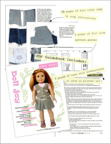 Doll Joy 18 Inch Modern Joy Vest 18" Doll Clothes Pattern larougetdelisle