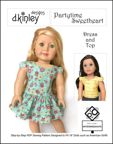 Dkinley Designs 18 Inch Modern Partytime Sweetheart Dress and Top 18" Doll Clothes Pattern larougetdelisle