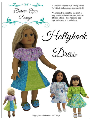 Doreen Lynn Design 18 Inch Modern Hollyhock Dress 18" Doll Clothes Pattern larougetdelisle