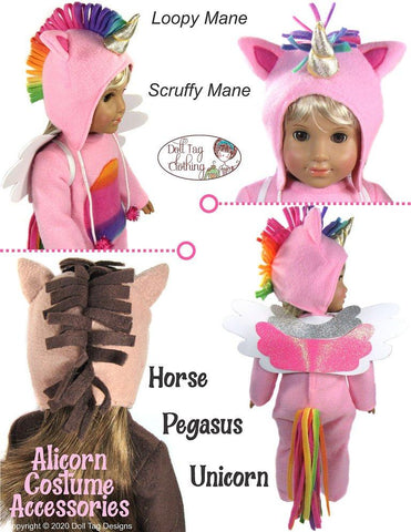 Doll Tag Clothing 18 Inch Modern Alicorn Costume Accessories 18" Doll Clothes Pattern larougetdelisle