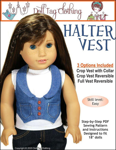 Doll Tag Clothing 18 Inch Modern Halter Vest 18" Doll Clothes Pattern larougetdelisle