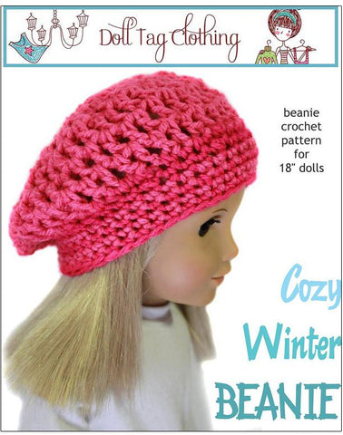 Cozy Winter Beanie Crochet Pattern 18" Dolls