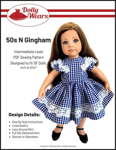 Dolly Wears Gotz 19" 50s N Gingham 19" Gotz Doll Clothes Pattern larougetdelisle