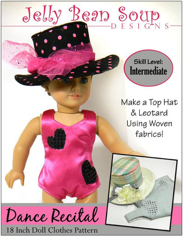 Jelly Bean Soup Designs 18 Inch Modern Dance Recital Top Hat and Leotard 18" Doll Clothes Pattern larougetdelisle