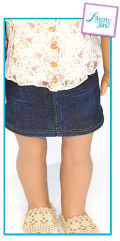 Liberty Jane 18 Inch Modern Denim Mini Skirt 18" Doll Clothes Pattern larougetdelisle