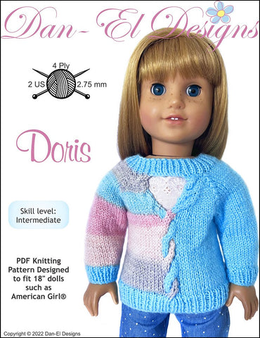 Dan-El Designs Knitting Doris 18" Doll Clothes Knitting Pattern larougetdelisle