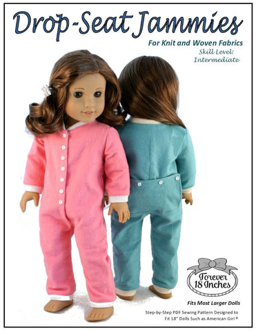 Forever 18 Inches 18 Inch Modern Drop-Seat Jammies 18" Doll Clothes larougetdelisle