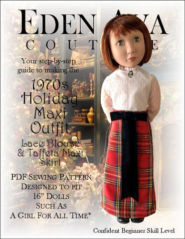 Eden Ava A Girl For All Time 1970s Holiday Maxi Outfit 16" AGAT Doll Clothes Pattern larougetdelisle