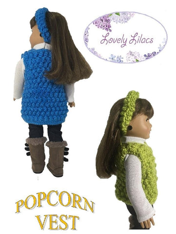 Lovely Lilacs Crochet Popcorn Vest 18" Doll Crochet Pattern larougetdelisle
