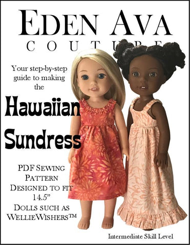 Eden Ava WellieWishers Hawaiian Sundress 14.5" Doll Clothes Pattern larougetdelisle