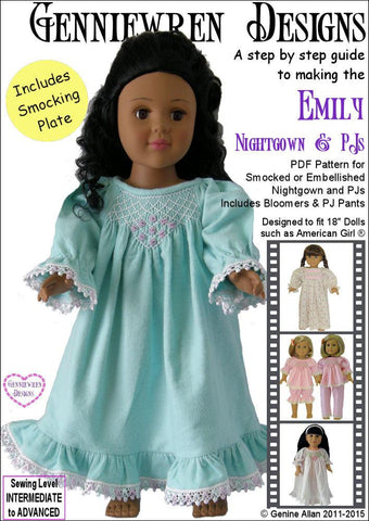 Genniewren 18 Inch Historical Emily - Smocked Nightdress & PJs 18" Doll Clothes larougetdelisle