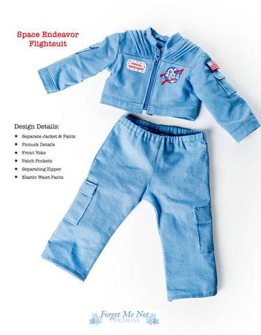 Forget Me Not Designs 18 Inch Modern Space Endeavor Flightsuit 18" Doll Clothes Pattern larougetdelisle