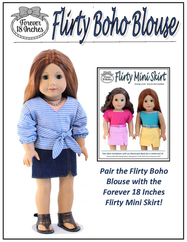 Forever 18 Inches 18 Inch Modern Flirty Boho Blouse 18" Doll Clothes Pattern larougetdelisle