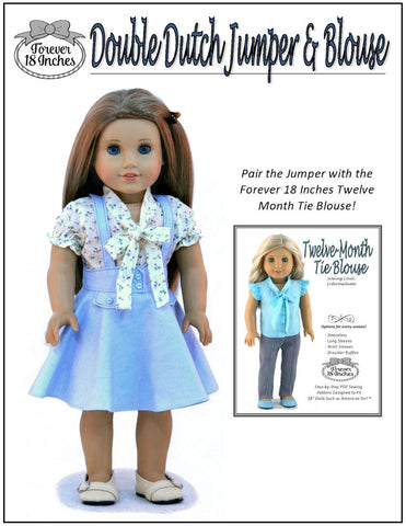 Forever 18 Inches 18 inch Historical Double Dutch Jumper and Blouse 18" Doll Clothes Pattern larougetdelisle