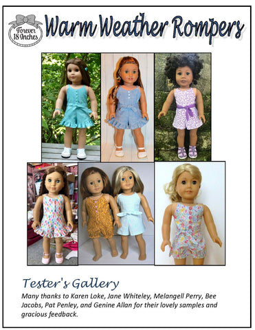 Forever 18 Inches 18 Inch Modern Warm Weather Rompers 18 inch Doll Clothes Pattern larougetdelisle