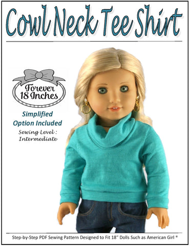 Forever 18 Inches 18 Inch Modern Cowl Neck Tee Shirt 18" Doll Clothes Pattern larougetdelisle