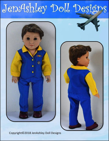 Jen Ashley Doll Designs 18 Inch Modern Welcome Aboard! Flight Attendant Uniform 18" Doll Clothes Pattern larougetdelisle