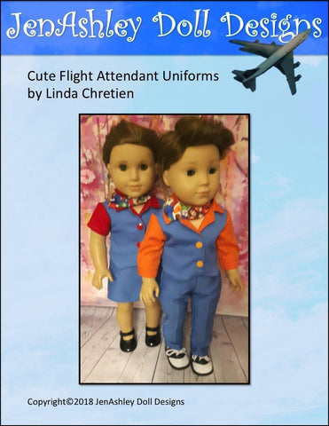Jen Ashley Doll Designs 18 Inch Modern Welcome Aboard! Flight Attendant Uniform 18" Doll Clothes Pattern larougetdelisle