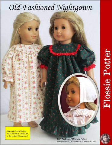 Flossie Potter 18 Inch Historical Old Fashioned Nightgown 18" Doll Clothes Pattern larougetdelisle
