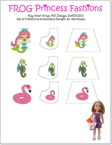 Frog Princess Fashions Machine Embroidery Design Key West Machine Embroidery Design Set For 14.5" Doll Clothes larougetdelisle