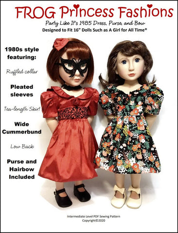 Frog Princess Fashions A Girl For All Time Party Like It's 1985 Dress Pattern For 16"  A Girl For All Time Dolls larougetdelisle