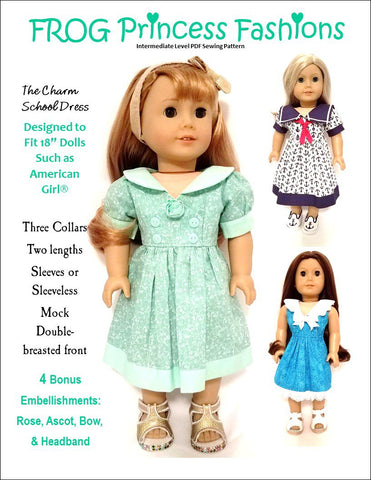 Frog Princess Fashions 18 Inch Modern Charm School Dress 18" Doll Clothes Pattern larougetdelisle