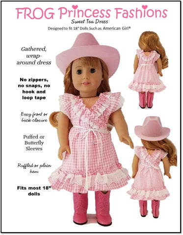 Frog Princess Fashions 18 Inch Modern Sweet Tea Dress 18" Doll Clothes Pattern larougetdelisle