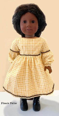 Flossie Potter 18 Inch Historical 1800s Simple Stitches Dress 18" Doll Clothes larougetdelisle