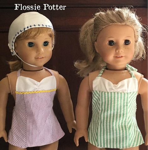 Flossie Potter 18 Inch Historical 1950s Swimsuit and Retro Swim Cap Bundle 18" Doll Clothes Pattern larougetdelisle