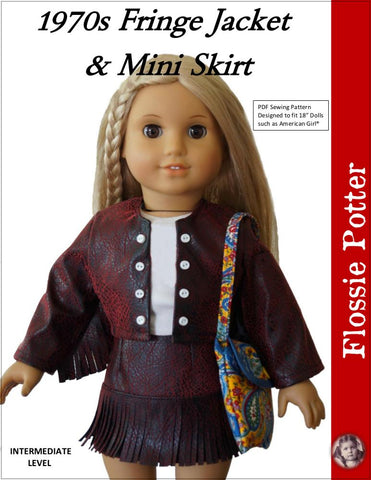 Flossie Potter 18 Inch Historical 1970s Fringe Jacket & Mini Skirt 18" Doll Clothes Pattern larougetdelisle