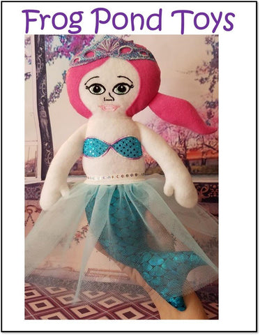 Frog Pond Toys Machine Embroidery Design Marina the Mermaid 16" Soft Doll ITH Machine Embroidery Design larougetdelisle