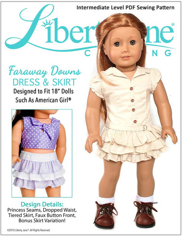 Liberty Jane 18 Inch Modern Faraway Downs Dress 18" Doll Clothes Pattern larougetdelisle