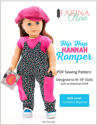 Farina Rae 18 Inch Modern Hip Hop Hannah Romper 18" Doll Clothes Pattern larougetdelisle