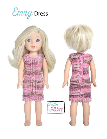 Little Abbee WellieWishers Emry Dress Crochet Pattern for 14-14.5" Dolls larougetdelisle