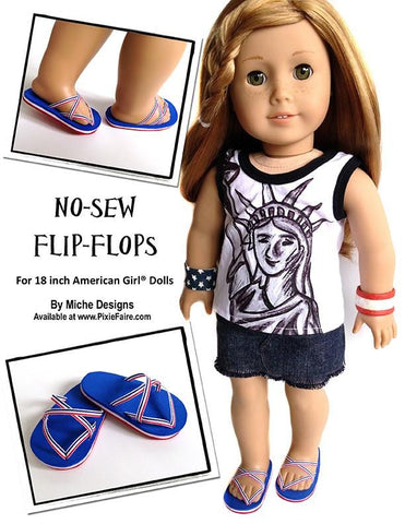 Miche Designs Shoes No Sew Flip Flops 18" Doll Shoes larougetdelisle