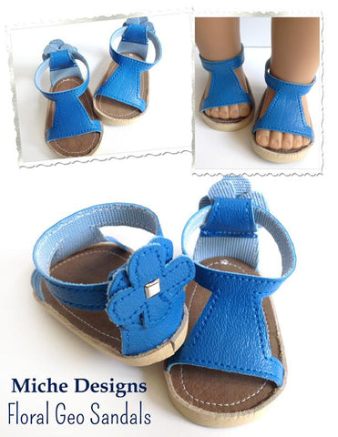 Miche Designs Shoes Floral Geo Sandals 18" Doll Shoe Pattern larougetdelisle