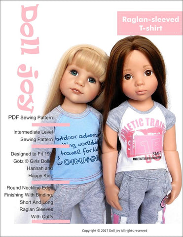 Doll Joy Gotz 19 Inch Raglan-Sleeved T-shirt Pattern for 19" Gotz Dolls larougetdelisle